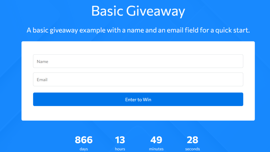 Woorise Basic Giveaway page